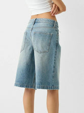High Waist Denim Shorts with Pockets OutfitFlow